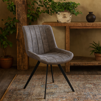 Arques Dark Brown Upholstered Swivel Dining Chair