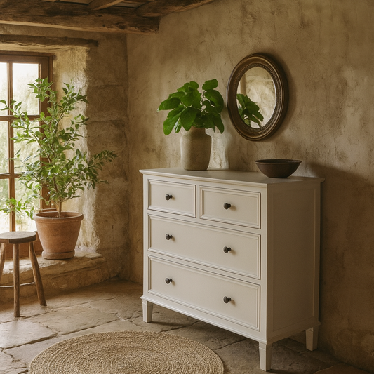 Rochemaure White Wooden 4 Drawer Chest