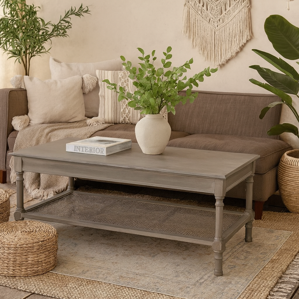 Laurelbrook Rattan Shelf Rectangular Coffee Table