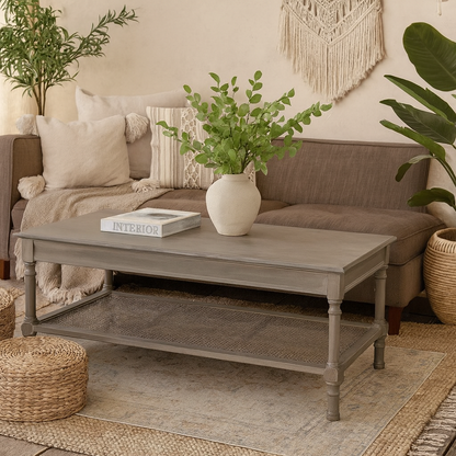 Laurelbrook Rattan Shelf Rectangular Coffee Table