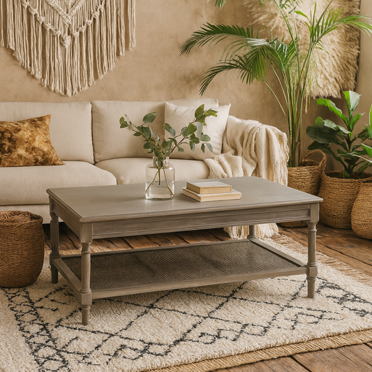 Laurelbrook Rattan Shelf Rectangular Coffee Table