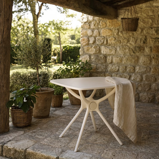 Chalencon Putty Grey Square Outdoor Plstic Table