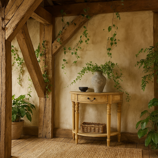 Walbourg Half Moon Console Table with Drawer