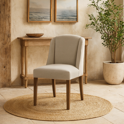 Olargues Soft Grey Upholstered Dining Chair Pared Back