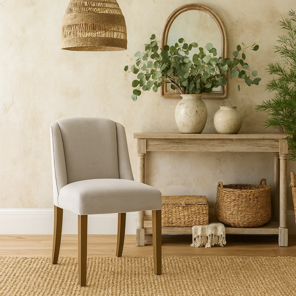 Olargues Latte Upholstered Dining Chair Pared Back
