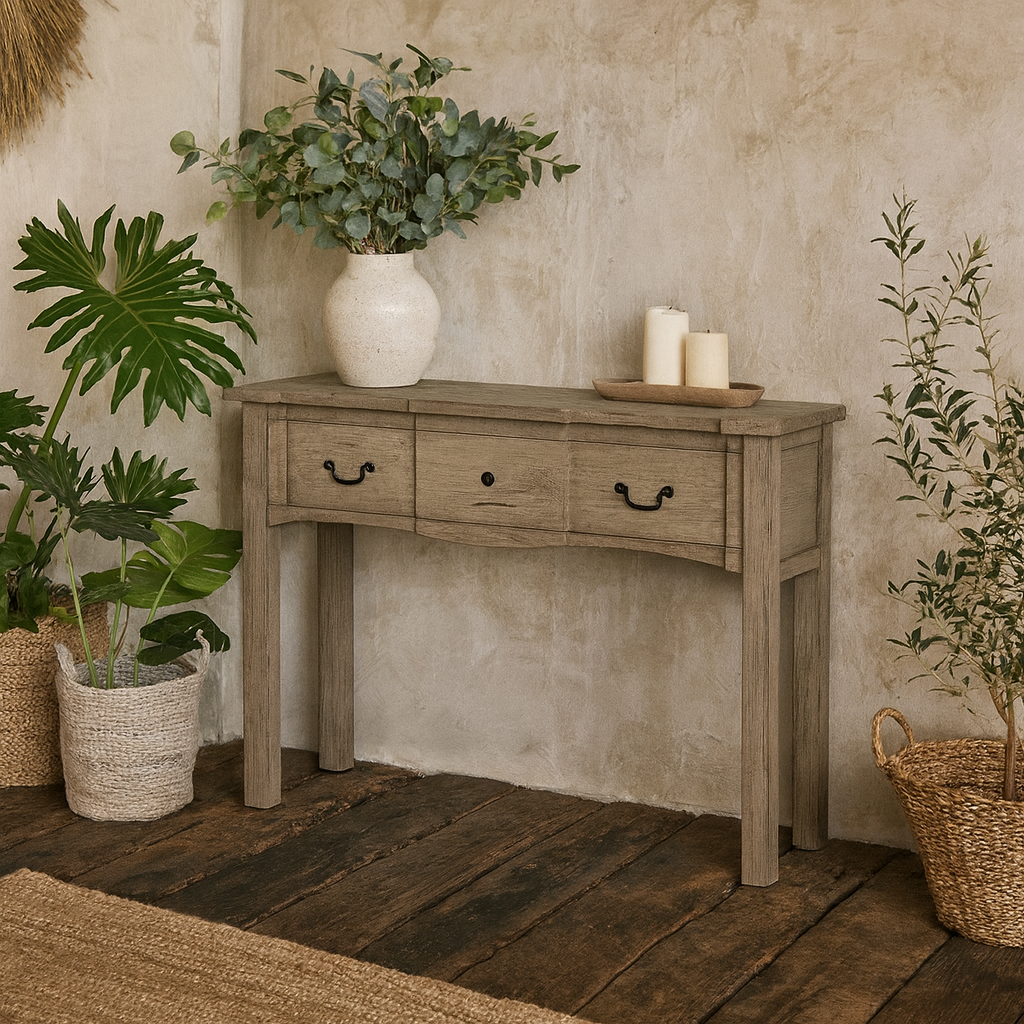 Montagnac Mid Century Grey 1 Drawer Wooden Console Table