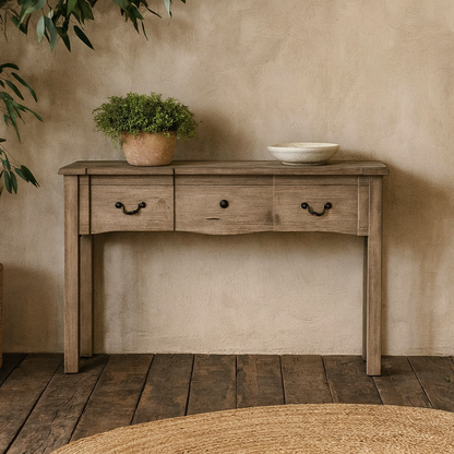 Montagnac Mid Century Grey 1 Drawer Wooden Console Table