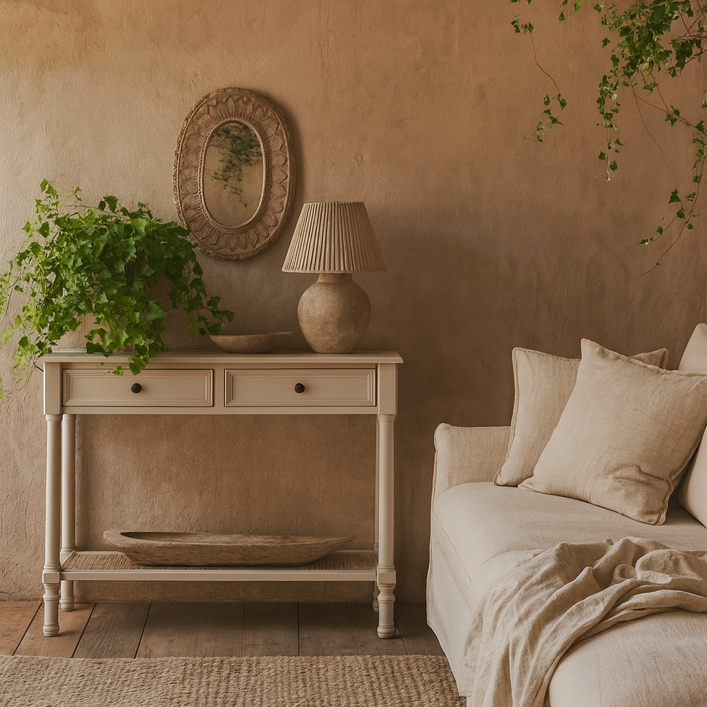 Rochemaure White 2 Drawer Console Bottom Shelf