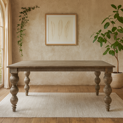 Montaine Mid Century Rectangular Brown Wood Dining table