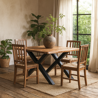 Vouvant Large Live Edge Acacia Wood Square Dining Table