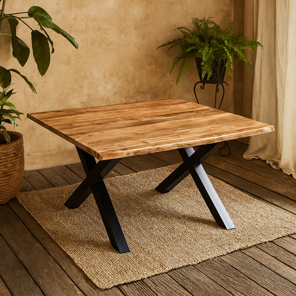 Vouvant Large Live Edge Acacia Wood Square Dining Table