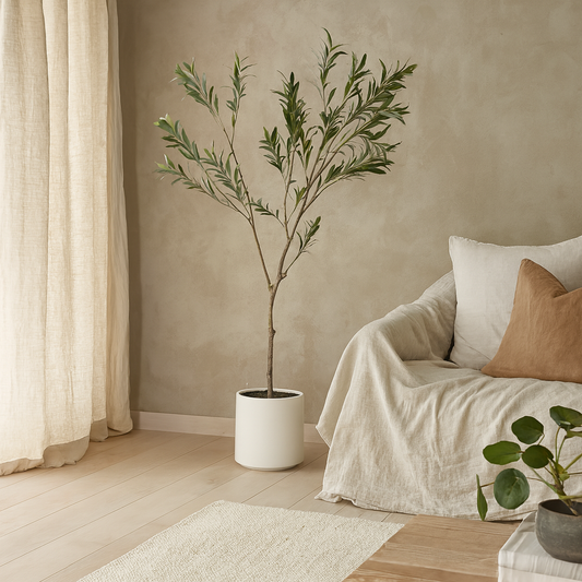 180cm Tall Mediterranean  Artificial Olive Tree In White Ceramic Pot