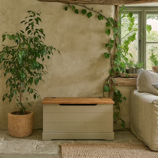 Pamplona Grey Washed Wood Storage Trunk