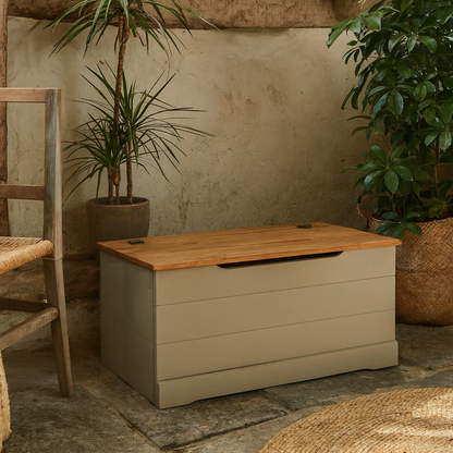 Pamplona Grey Washed Wood Storage Trunk