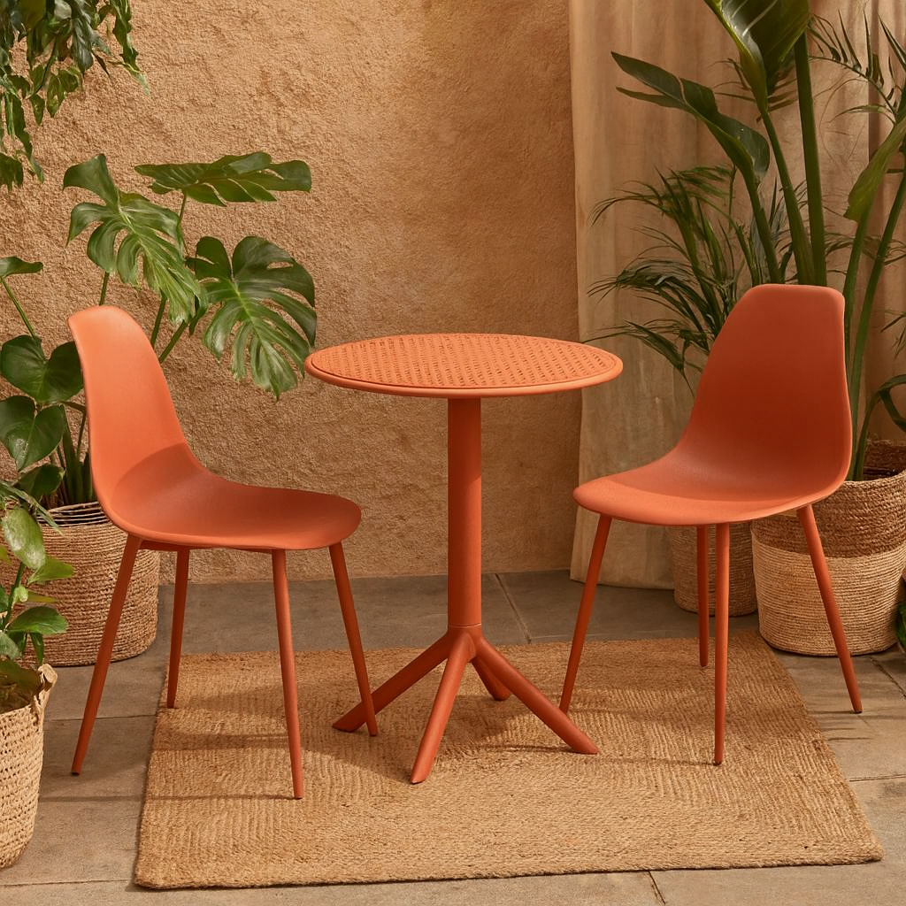 Erzincan Terracotta Outdoor 3 Piece Cala Bistro Table And 2 Chair Set