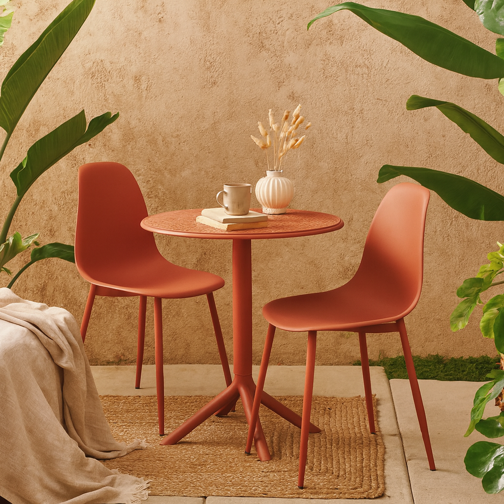 Erzincan Terracotta Outdoor 3 Piece Cala Bistro Table And 2 Chair Set