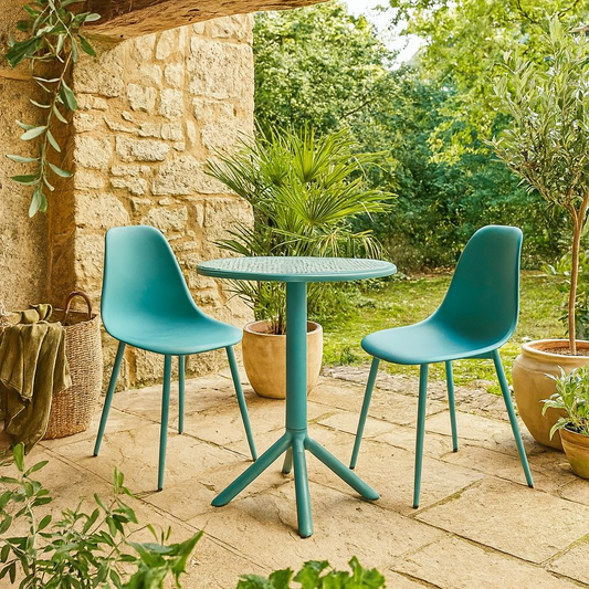 Yozgat Sky Blue Outdoor 3 Piece Cala Bistro Table And 2 Chair Set