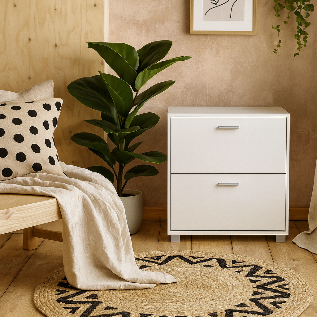 Huesca White Gloss Wood 2 Door Shoe Cabinet