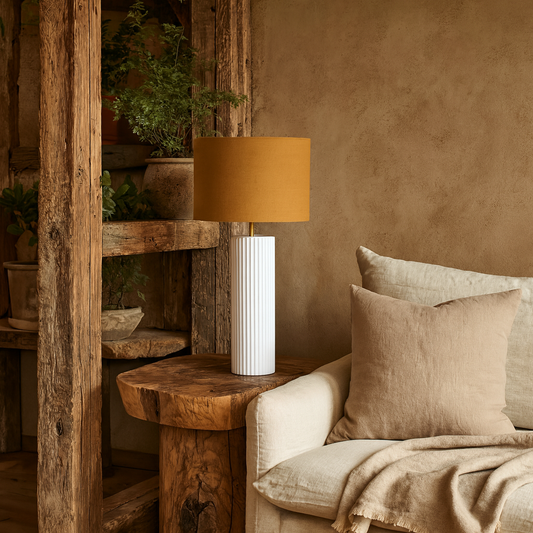 Verona Ochre Ceramic Ribbed Ceramic Table Lamp