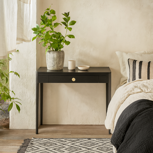 Trieste Black Oak and Brass Console Table
