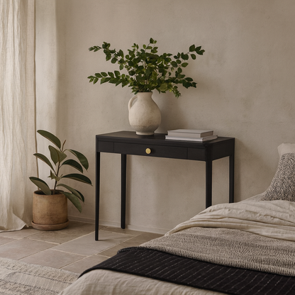 Trieste Black Oak and Brass Console Table