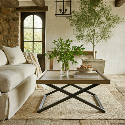 Bergamo Aged Grey Oak Cross Leg Coffee Table