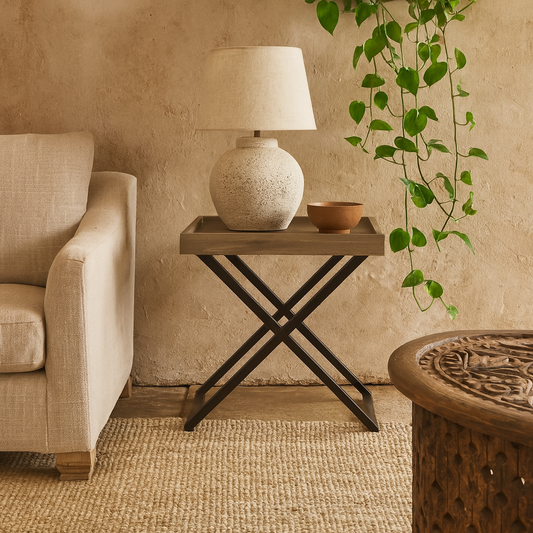 Parma Grey Ages Oak Cross Leg Tray Side Table