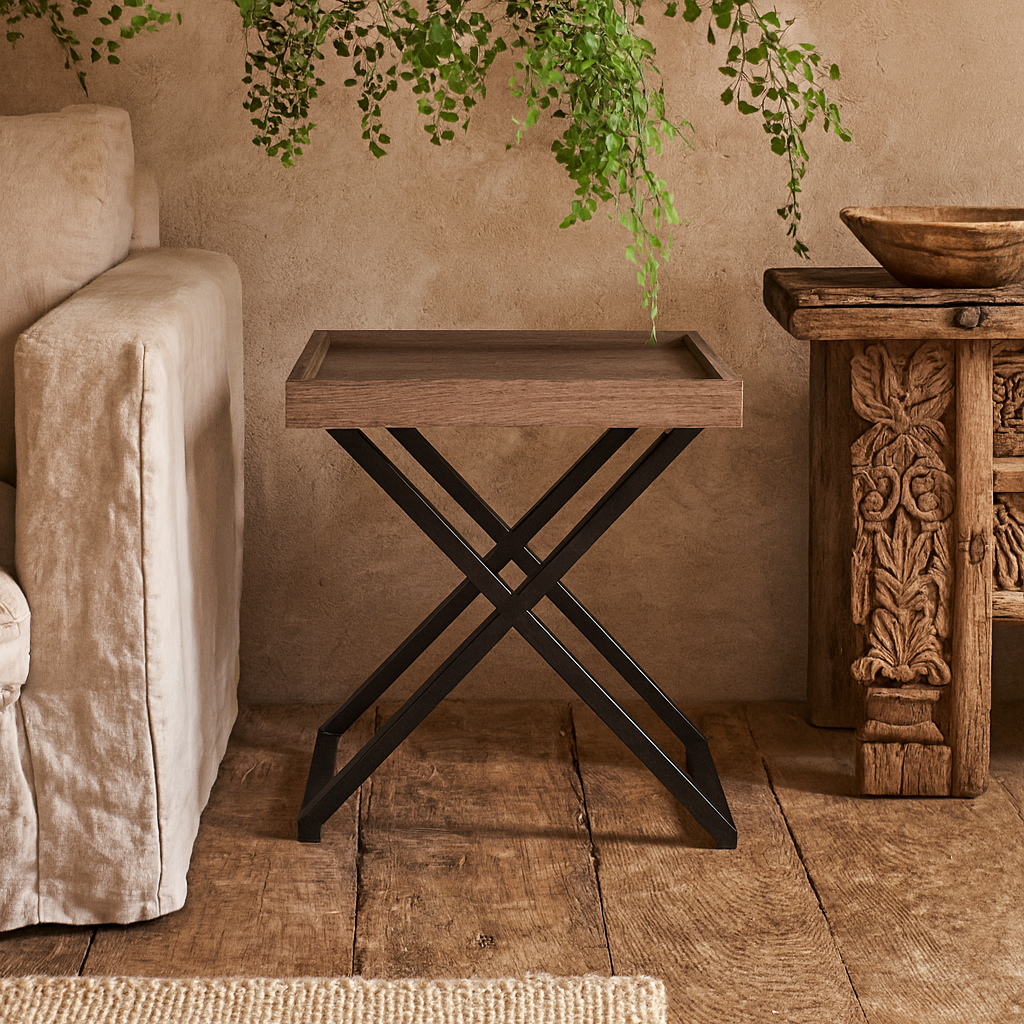 Parma Grey Ages Oak Cross Leg Tray Side Table