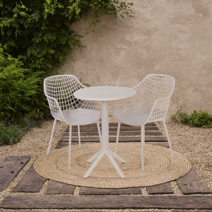 Estepona Calico Outdoor 3 Piece Lattice Bistro Table And 2 Armchair Set