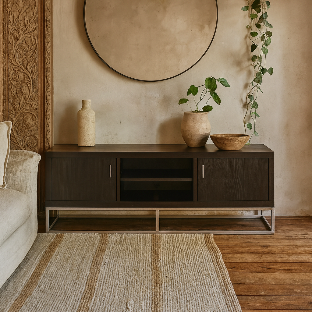 Recife Black Shagreen 2 Door TV Unit