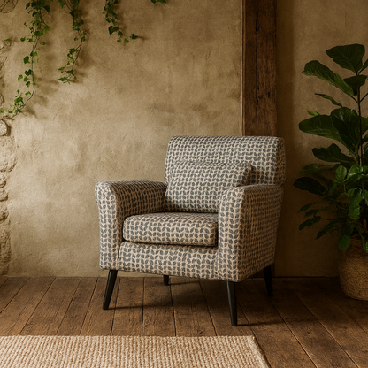 Niteroi Grey Patterned Fabric Accent Armchair