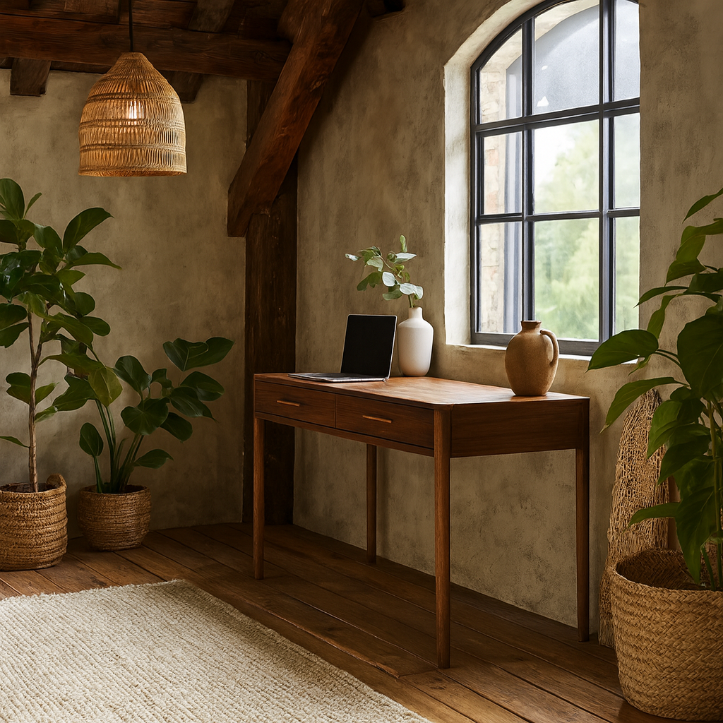 Bambola Walnut Wood Grain Two Drawer Desk