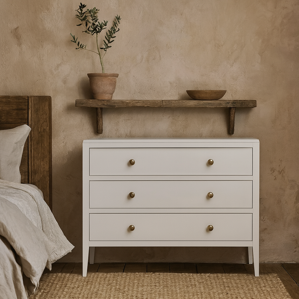 Paris White Wood Grain 3 Drawer Chest
