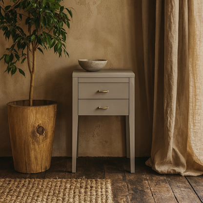 Fortaleza Mist Grey Wood Grain 2 Drawer Bedside Table