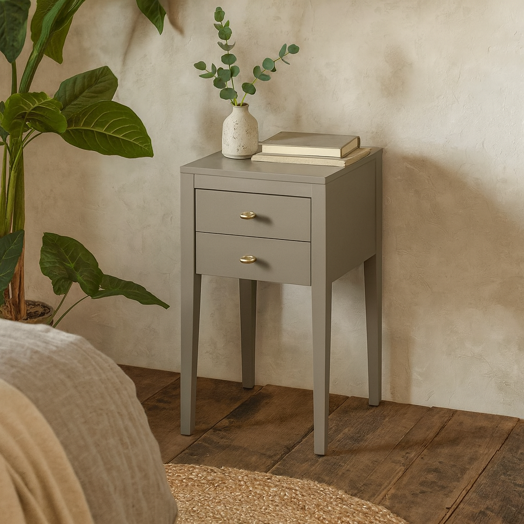 Fortaleza Mist Grey Wood Grain 2 Drawer Bedside Table