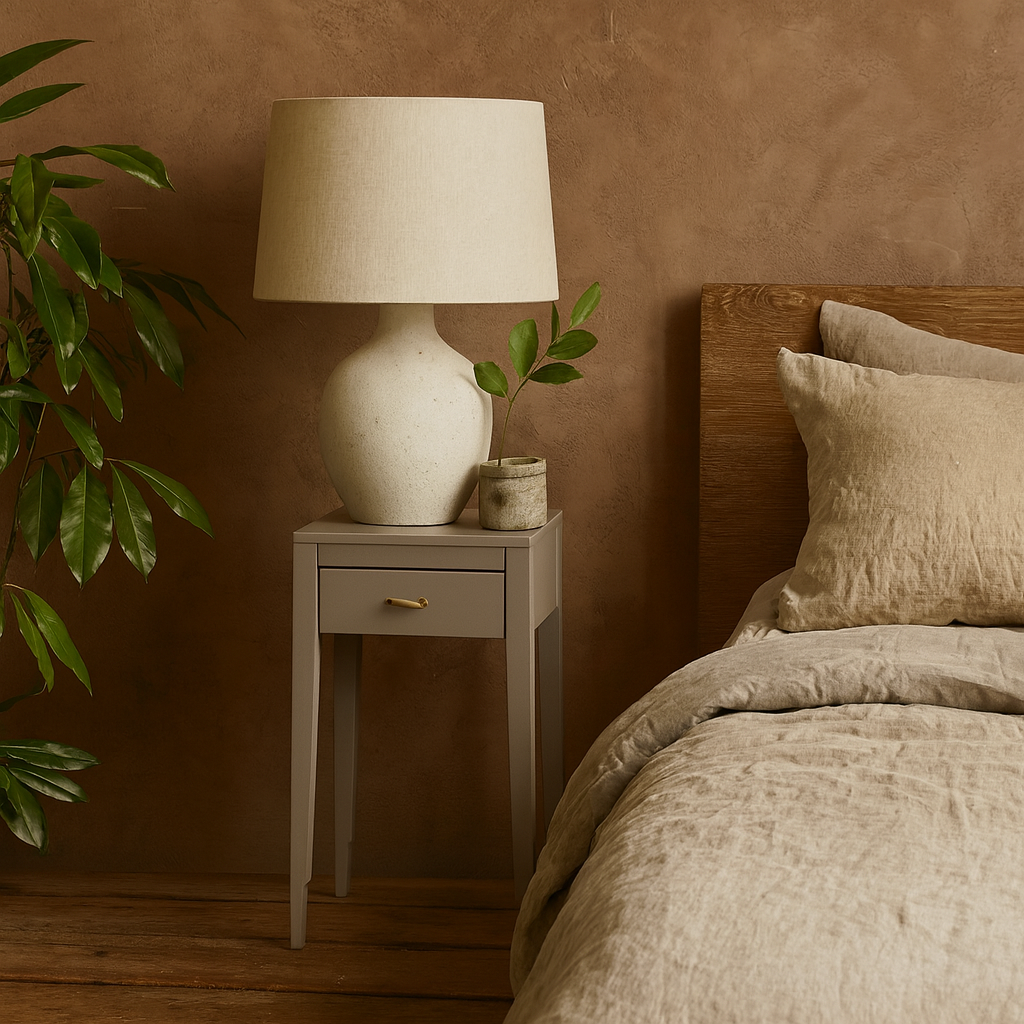 Olinda Mist Grey Wood Grain 1 Drawer Bedside Table