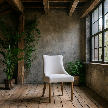 Gramado Cream Chenille and Aged Oak Dining Chair