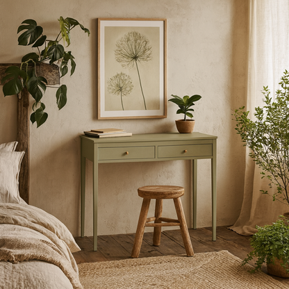 Maragogi Sage Green Wood Grain Two Drawer Desk