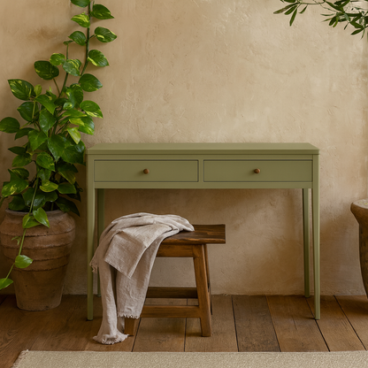 Maragogi Sage Green Wood Grain Two Drawer Desk