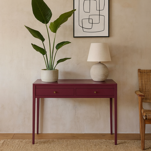 Buenos Aires Plum Red Wood Grain Two Drawer Desk