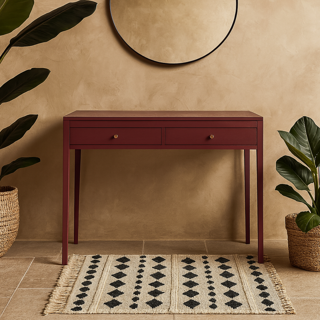 Buenos Aires Plum Red Wood Grain Two Drawer Desk