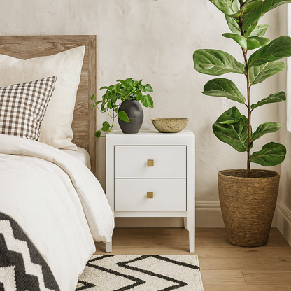 Paraty White Wood Grain Two Drawer Bedside Table