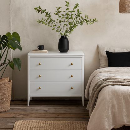 Itacare White Wood Grain 3 Drawer Chest