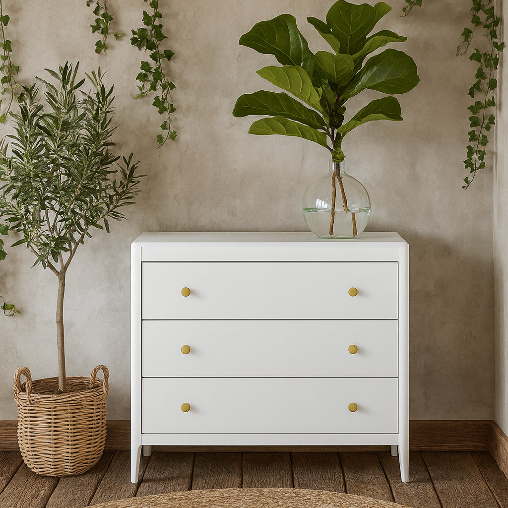 Itacare White Wood Grain 3 Drawer Chest