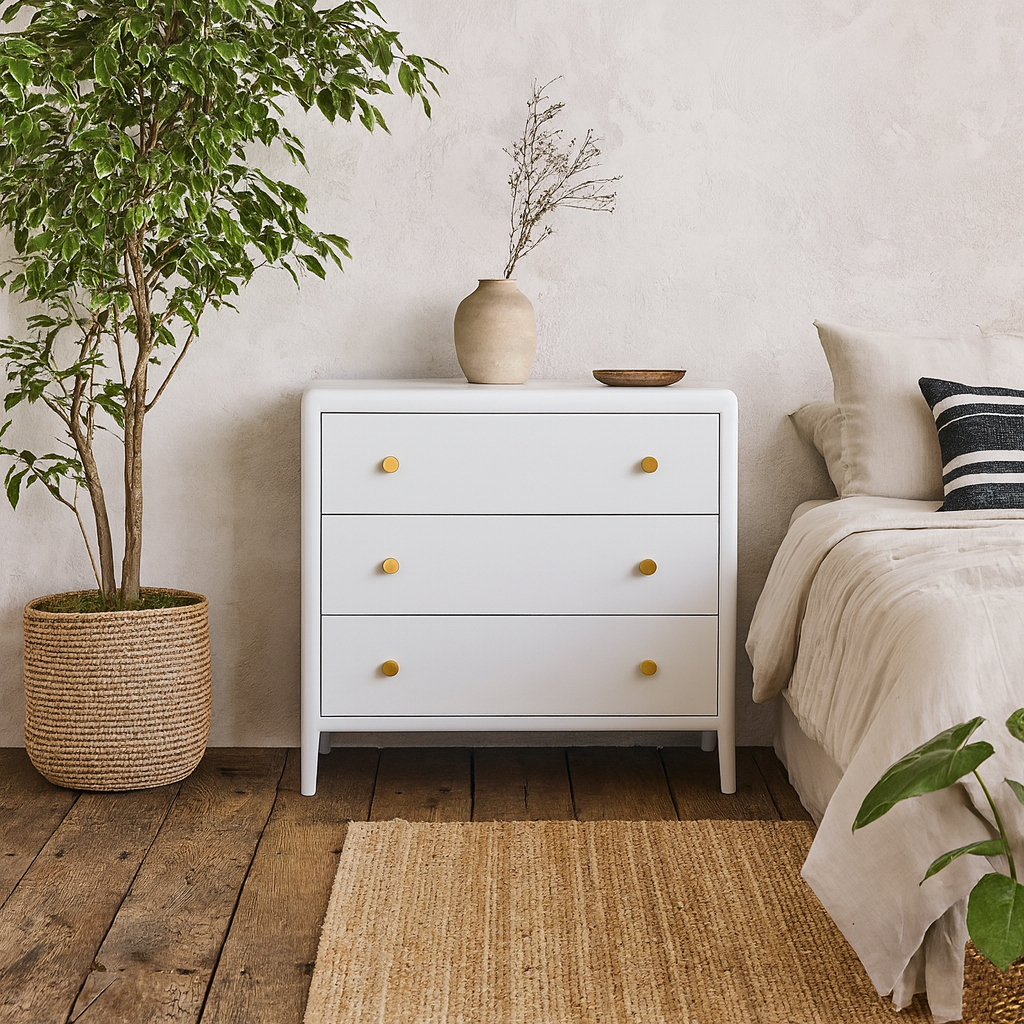 Itacare White Wood Grain 3 Drawer Chest