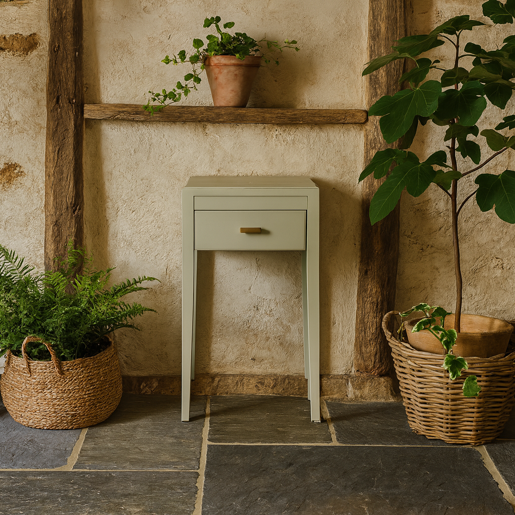 Tiradentes Mist Grey Wood Grain 1 Drawer Bedside Table