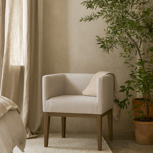 Jacarei Natural Linen and Oak Accent Chair