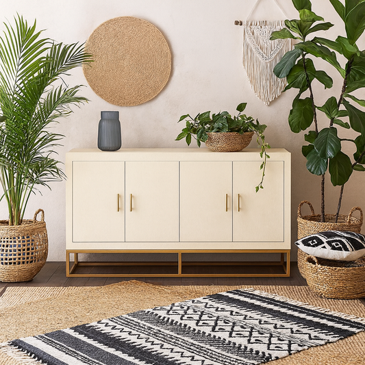 Ubatuba Cream Shagreen 4 Door Sideboard