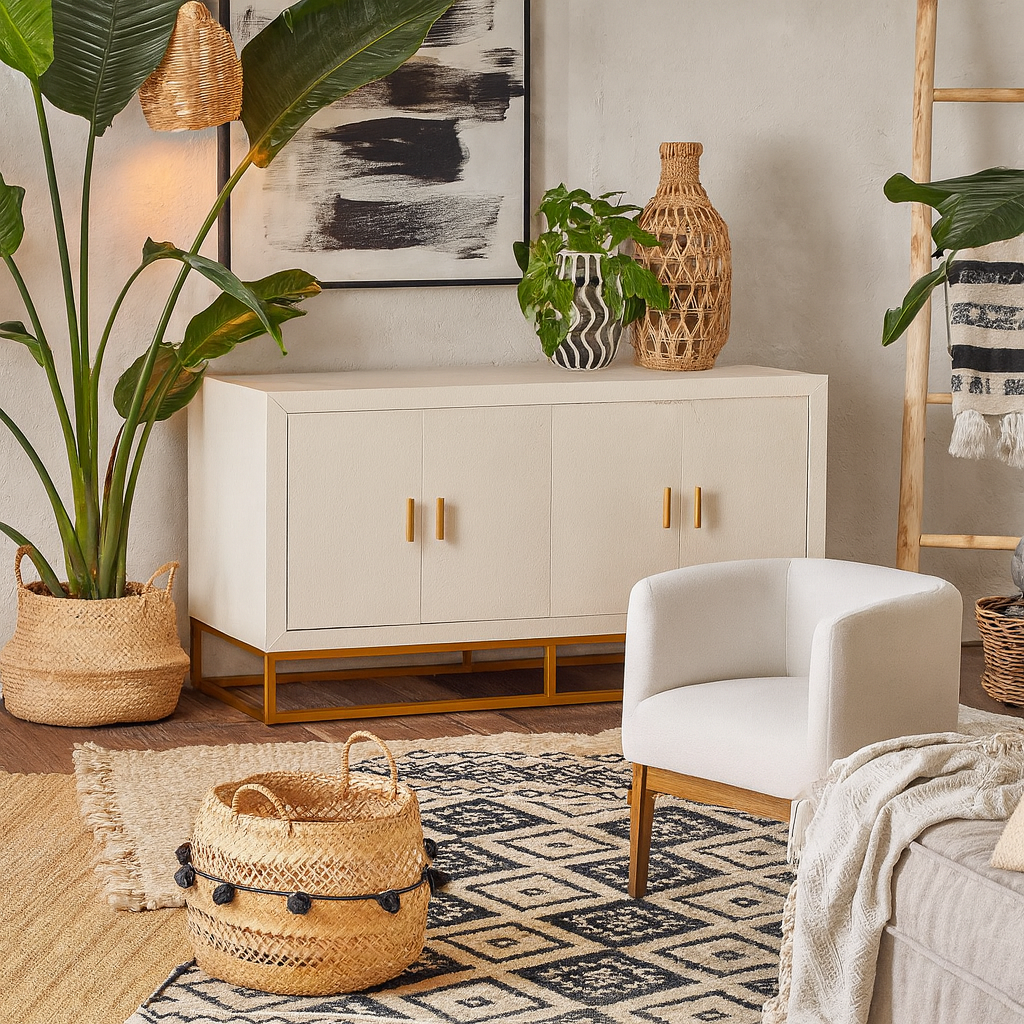 Ubatuba Cream Shagreen 4 Door Sideboard