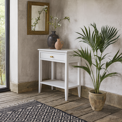 Caraíva White Wood Grain 1 Drawer Console Table